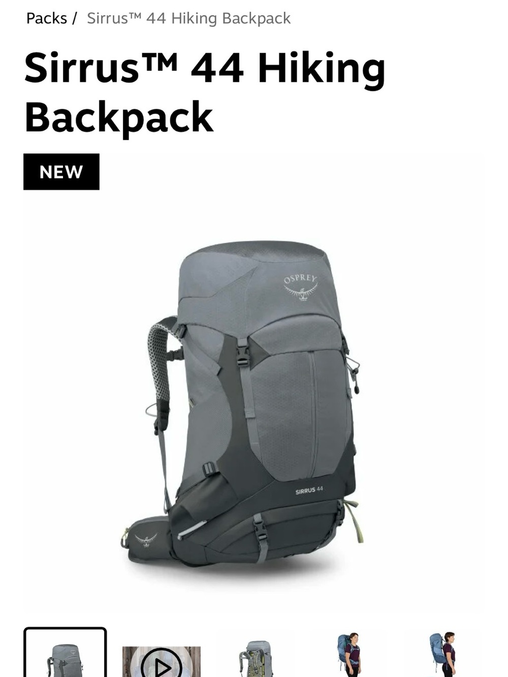 OSPREY Sirrus 44 Hiking Backpack — new with tags